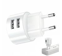 Chargeur USB Double Ports Universel, 2 Pack Prise Murale Ultra-Plate et Compacte, Adaptateur Secteur 5V 2.1A pour iPhone 14 13 12 11 Pro Max XS XR X 8 7 et Tous Appareils USB, Sécurité Optimale