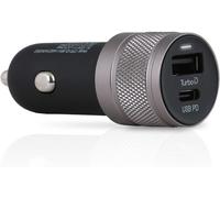 Chargeur Usb Double Pour Voiture Compatible Avec Iphone 14, 13, 12, 11 (Pro, , Plus, Mini) Pd 3.0 ( . 24W) + Turboid ( . 12W) Adaptateur Aluminium Allume-Cigare Usb-C & Usb-A, Noir[L1653]