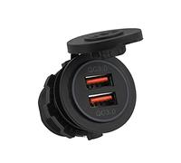 Chargeur USB Double Rapide QC3.0 pour Voiture, Moto et Bateau - Prise Double 12/24V avec Terminal