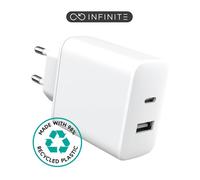 Chargeur USB eSTUFF INFINITE EU, 1 port USB-C PD 20 W, 1 port USB-A 12 W, blanc,