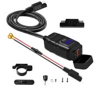 Chargeur USB étanche IP66 avec interrupteur marche/arrêt, double port, charge rapide de type C PD & QC 3.0, mesure de la tension pour camion, bateau 12 V-24 V (bleu)