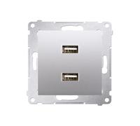 Chargeur USB insert 2x 2.1A 5V DC argent mat Simon 54 PremiumContact™ Simon DC2USB.01/43