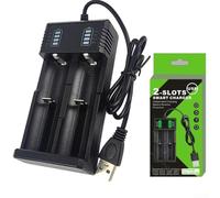 Chargeur USB intelligent pour cellules 21700 26650 14500 16340 Li-Cells, station de charge intelligente à 4 emplacements avec arrêt automatique et protection arrière pour (2 emplacements)