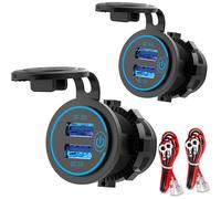 Chargeur USB intelligent pour moto, charge rapide 3.0, double prise avec interrupteur tactile, 40 % plus efficace que la norme QC2.0, résistant à