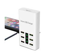 Chargeur USB, Mobile Phone6 Port Fast Charge 3.0USB Chargeur 30W 2A Chargeur Adaptateur secteur Multi Port USB Hub Station de charge Base Desktop Home