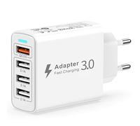 Chargeur USB Multiple 4 Port, Prise USB Multiple 33W QC3.0 Chargeur Rapide USB, Prise Multiple USB Adaptateur Secteur USB Multi Chargeur Telephone pour iPhone 14/13/12/11/XS/8/7,Samsung S23/S22,Xiaomi