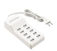 Chargeur USB multiple 50 W 10 ports Source d'alimentation USB Station de charge multiport USB Hub compatible avec iPhone 12/13/14/15/16/Galaxy S23/S24/S25/Huawei/Oppo/OnePlus