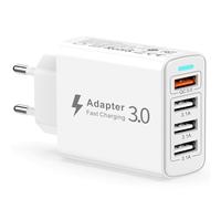 Chargeur USB Multiple, Prise USB Multiple 4 Ports 33W Chargeur Rapide QC3.0 Chargeur Multi US B Adaptateur Secteur Telephone pour iPhone 14 13 12 11 XR X 8 7 6,iPad,Samsung S23 S22 S21