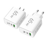 Chargeur USB Multiport 65 W - Triple Chargeur avec Technologie De Charge Rapide PD, Adaptateur Secteur Universel | Idéal pour Les Déplacements : pour Smartphones, Tablettes Et Montres Co