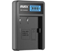 Chargeur USB pour Batterie Nikon Type EN-EL3e - Chargement Via Prise d'alimentation USB, Ordinateur Portable, Batterie Externe ou PC - Écran LCD avec indicateur de Charge