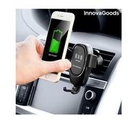 Chargeur USB pour voiture - InnovaGoods - Support téléphone portable - Charge sans fil - Plastique - Noir