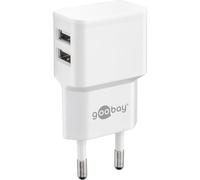 GOOBAY 44952 - Chargeur USB, 5 V, 2 400 mA, double, blanc