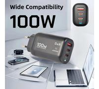 Chargeur USB QC 3.0 GaN PD Type C 100W pour ordinateur portable, iPad, PPS, charge rapide, UE, Royaume-Uni, pour Samsung, Xiaomi, iPhone 15, 16 Pro Max, téléphone portable