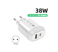 Chargeur USB Quick Charge PD 38W Chargeur de Charge Rapide QC3.0 Type-C TêTe de Charge Chargeur de TéLéPhone Portable Universel Prise UE