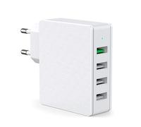 Chargeur USB, Quick Chargeur 3.0 Adaptateur Secteur Universel Mural 4 Ports 30W Prise USB Secteur USB Chargeur pour iPhone XS/XS Max, Samsung Galaxy S9 / S8 / Note 8,LG,Sony,Android (Blanc-QC)