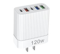 Chargeur USB Rapide Multi-Port 120W de Generic, Charge PD pour Interface Type C, Compatible avec USA, UE et Royaume-Uni, 2 Ports USB, 56W par Port, Blanc