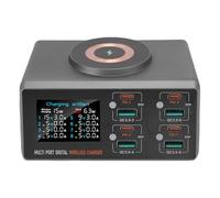 Chargeur USB, Station de Chargement USB Multiple de 140W 8 Port avec 4 Charges Rapide 3.0, 4 Ports USB C PD, écran LCD Disponces Fast Charging Hub avec Charge sans Fil Magnétique