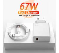 Chargeur USB Super Rapide 67W pour Xiaomi Adaptateur Secteur Mi 12 11 Câble Type C 6A POCO X5 X4 Pro Note 9 10 11