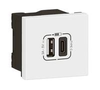 Chargeur USB Type-A + USB Type-C 3A 15W Mosaic Link 230V 2 modules blanc LEGRAND