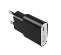 Chargeur USB ultra fin 5 V 1 A double port (USB C + USB A) Adaptateur de prise murale, idéal pour iPhone, téléphones Android, liseuses électroniques, Xperia, lecteurs MP3 (épaisseur 1,6 cm/1 pack/noir