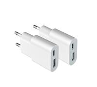Chargeur USB ultra fin 5 V 1 A double port (USB C + USB A) Adaptateur de prise murale, idéal pour iPhone, téléphones Android, liseuses électroniques, Xperia, lecteurs MP3 (épaisseur 1,6 cm/2 pack