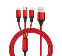 Chargeur Usb Universel Pour Voiture,12v,4,Pipeline,¿Tanche,Ports Touristes,Mini Adaptateur Automatique,Chargeur De T¿L¿Phone Pour Iphone,Huawei,Xiaomi,Moto - Type 3 In 1 Cable Red