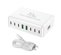 Chargeur USBC Charge Rapide 80W Station de Charge Multiple avec Port de Multi PD de 20W Multiprise USB-C Secteur 8-Ports Hub Alimenté pour iPhone, Redmi Note,Google Pixel,Samsung etc