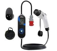 Chargeur VE Type 2 vers Prise CEE 11KW Courant réglable [6/8/10/13/16A] câble de Recharge Wallbox Type 2 avec Affichage LED, Retard de minuterie 1-10 Heures, Support de Pistolet et Sac,5m