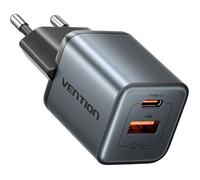 Chargeur - VENTION - 2-Port USB GaN - 30W USB-C - 18W USB-A - Prise EU Gris