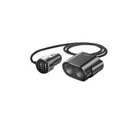 Chargeur voiture 2 ports USB avec 2 prises allume-cigare Répartiteur Noir