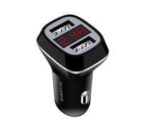Chargeur Voiture 2 USB avec Affichage LCD Charge Rapide Noir