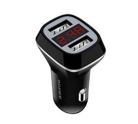Chargeur Voiture 2 USB avec Affichage LCD Charge Rapide Noir