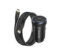 Chargeur Voiture 2 USB-C 20W PD pour Smartphones / Tablettes avec Câble USB-C Noir