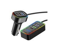 Chargeur Voiture 22.5W 3 USB-C + 3 USB Câble d'Extension 1.5m Noir
