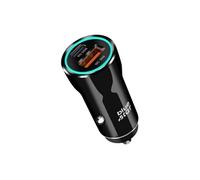 Blue Star Chargeur de voiture 25W USB-C + USB-A PD QC 3.0 avec câble USB-C 60W Noir