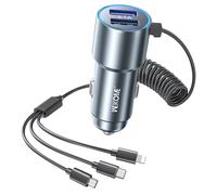 Chargeur voiture 2x USB et Câble 3 en 1 Puissance 33W Wekome Argent
