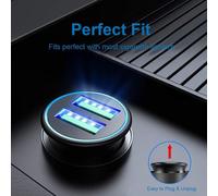 Chargeur Voiture 3.0 Mini Chargeur 2 Ports Usb - Compact Taille 5v/2.4a/24w ¿ Compatible Avec Iphone 16/15/14/13,Ipad,Samsung S25/S24/S23/S22/Note/Plus,Xiaomi,Huawei,Oppo Etc. - Noir