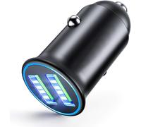 Chargeur Voiture 3.0 Mini Chargeur 2 Ports Usb - Compact Taille 5v/2.4a/24w ¿ Compatible Avec Iphone 17/16/15/14/13,Ipad,Samsung S25/S24/S23/S22/Note/Plus,Xiaomi,Huawei,Oppo Etc. - Noir