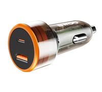 Chargeur Voiture 38W Double Port USB-C et USB Charge Rapide Compact Transparent