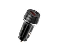 Chargeur Voiture 38W USB-C + USB Charge Rapide Design Carbone Noir