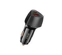 Chargeur Voiture 48W USB-C + USB Charge Rapide Design Carbone Noir