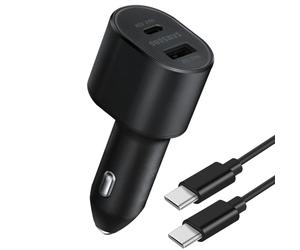 Chargeur Voiture 60W Original Samsung Sortie USB-C / USB Câble USB-C 1m Noir