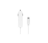 Chargeur Allume cigare Voiture Câble Lightning intégré Torsadé 1m Blanc