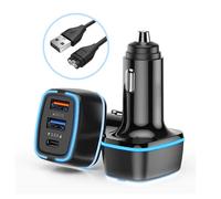 Chargeur voiture allume cigare 2 ports USB2 et 1port USB-C 35W Noir + Cable USB Compatible avec Garmin Fenix 6-Yuan Yuan-