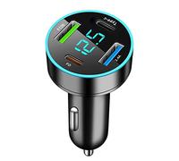 Chargeur Voiture Allume Cigare 4 Ports USB 53W - Double PD & QC3.0 Avec LED Voltmètre - Compatible iPhone, Android, Samsung, Tablette