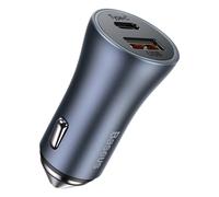 Chargeur Voiture Allume Cigare Quick Charge 40W ports USB et USB-C avec Câble 1m Noir