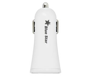 Chargeur Voiture Allume Cigare USB 2A Charge Rapide LED Lumineux Blue Star Blanc