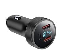 Chargeur Voiture Allume Cigare USB, Adaptateur de Charge Rapide Métaux, Dual 18W QC 3.0 + 36W PD, Chargeur de Voiture avec Voltmètre LED (Noir)
