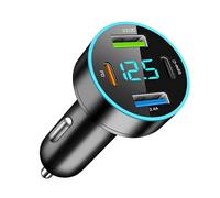 Chargeur Voiture Allume Cigare USB C, 75W Rapide 4 Ports [PD+QC3.0+Type C] Adaptateur de Montage avec Voltmètre LED 12 V USB, Universel pour Iphone/Android/Samsung/Tablette/Smartphones