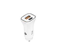 Chargeur Voiture avec Deux Ports USB 3.0 et USB-C Power Delivery Blanc